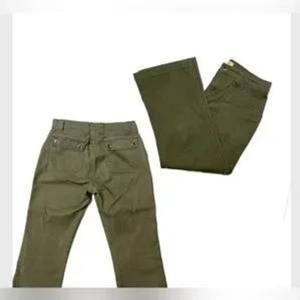 ZENA JEANS Women Olive Green Utility Crop Flare Pants Size 4 Vintage 90's